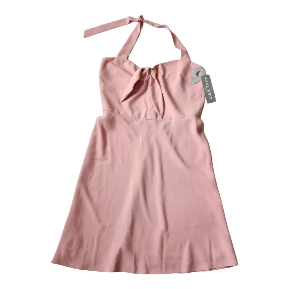 Nine West Halter A-Line Fit & Flare Dress Bow Size 12